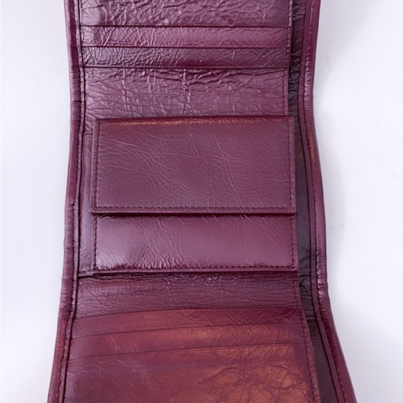 Burgundy/wine red YSL trifold wallet with coin compartment - Picture 5 of 9